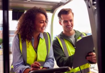 Two happy workers